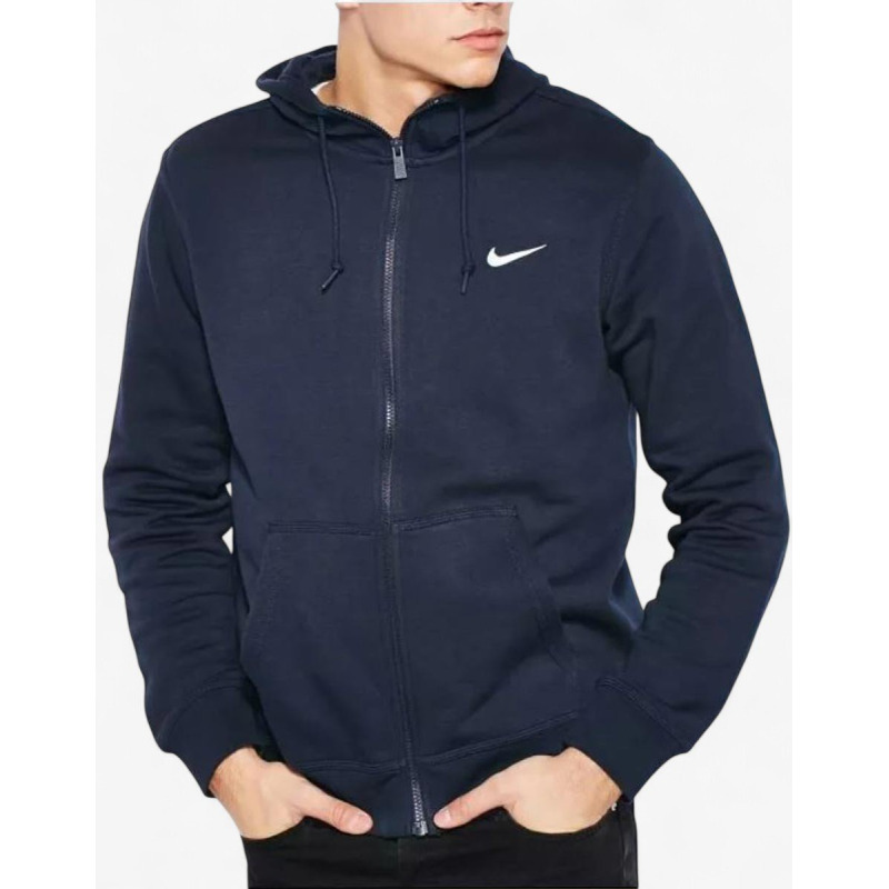 NIKE Club Swoosh Full-Zip Hoodie Navy