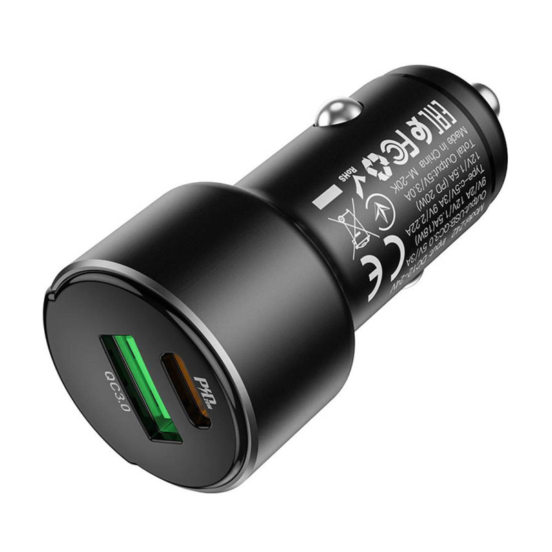 Автомобилно зарядно AR-CA03, бързо зареждане, USB, Type-c, от 5V до 12V, 30W