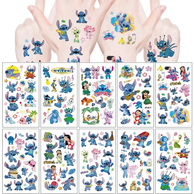 Комплект детски татуировки "Стич", различни видове, ~100 бр