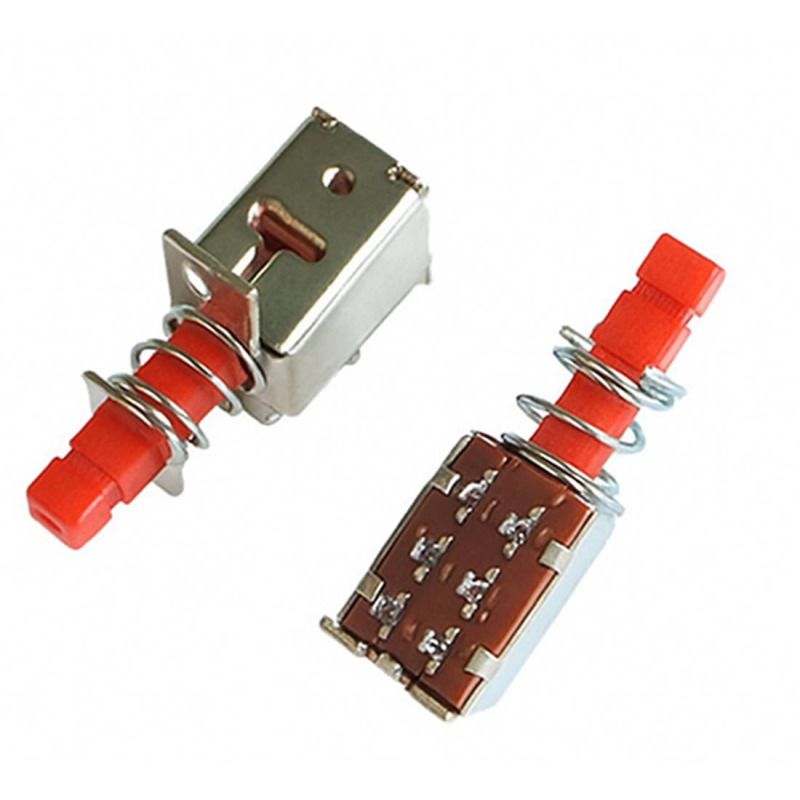 Малък бутон 6pin 22x7x7mm с 2 положения незадържащ жълт H=10mm