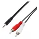 Кабел за аудио, STEREO, 3,5mm JACK(м), 2xRCA(м), черен, 3m