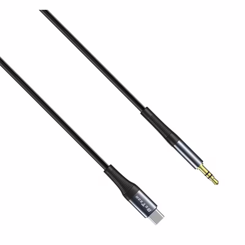 Аудио кабел за музика De-42ca, Type-C(м), 3,5mm JACK(м), черен, 1m