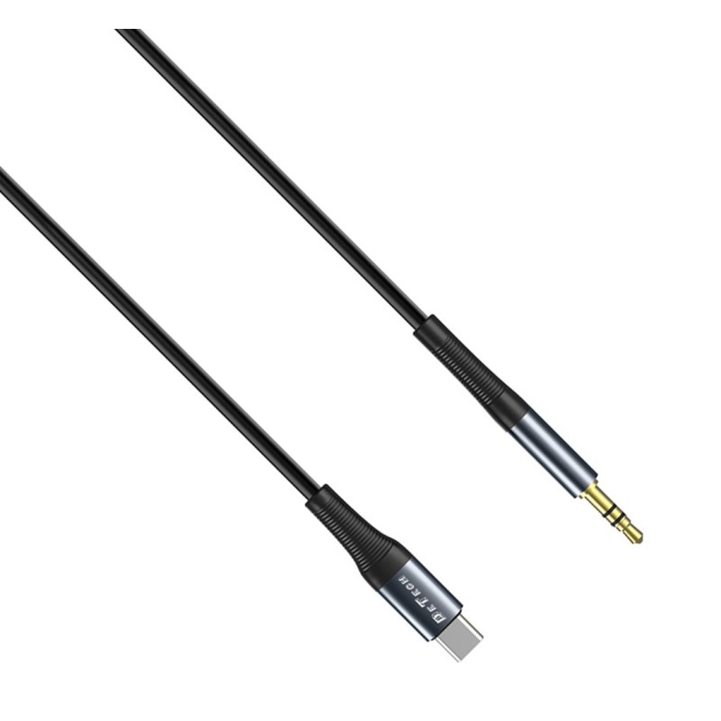 Аудио кабел за музика De-42ca, Type-C(м), 3,5mm JACK(м), черен, 1m