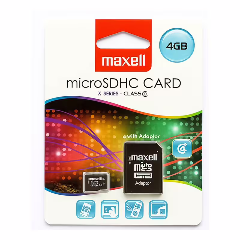 MicroSDHC, карта памет MAXELL, клас 10, адаптер, 4GB
