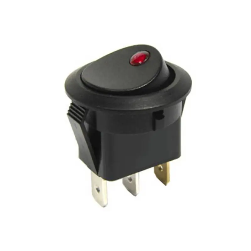 Ключ, 3pin, 2 положения, светещ, червен, 12VDC, 6A, Ф20mm