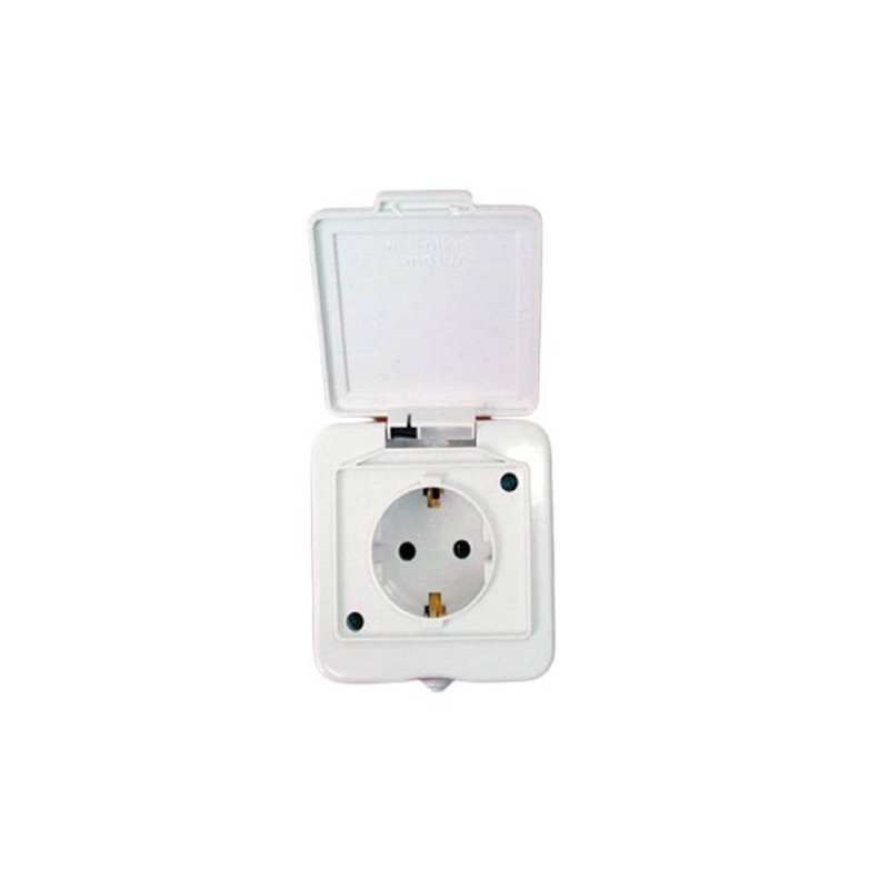 Български външен контакт, открит монтаж, IP44, единичен, 80x70mm