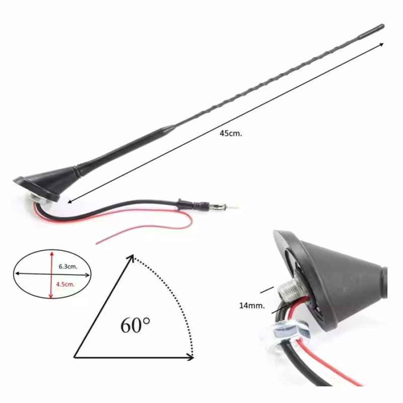 Автомобилна антена AN10139BW AM/FM външна с усилвател за монтаж на таван 0,45m