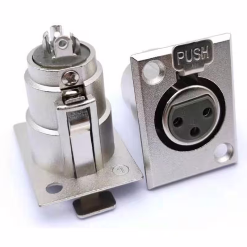 Букса за панел, XLR за микрофон, метална, права, CANON(ж)