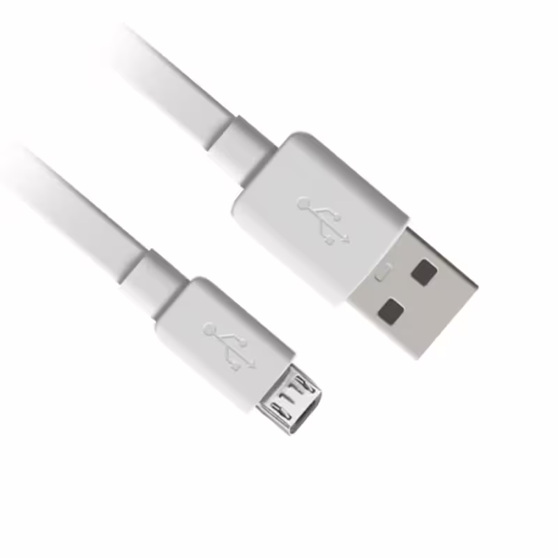 Кабел, бързо зареждане, бял, USB-A(м), MICRO USB(м), 1m, 2.1A