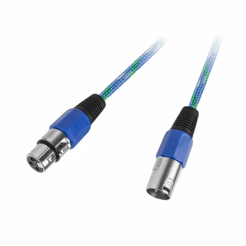 Кабел за микрофон, апаратура, текстилна оплетка, CANON(м), CANON(ж), 5m