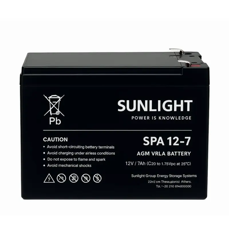 Акумулаторна, оловна батерия SUNLIGHT 12VDC, 7AH, 151х65х94mm