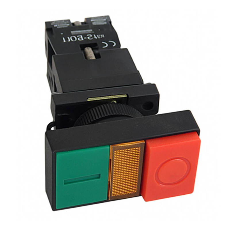 Бутон LAY-5, задържащ, 2 пуск-стоп бутона, НО, НЗ, 400VAC, 10A, Ф22mm, SPDT