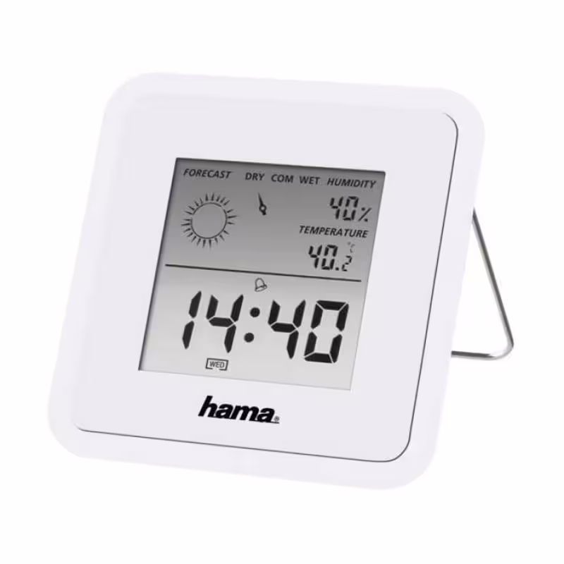 Настолен часовник TH-50, термометър, влагомер, календар, вътрешно ползване, 0&deg;C до 50&deg;C, 20% до 95%