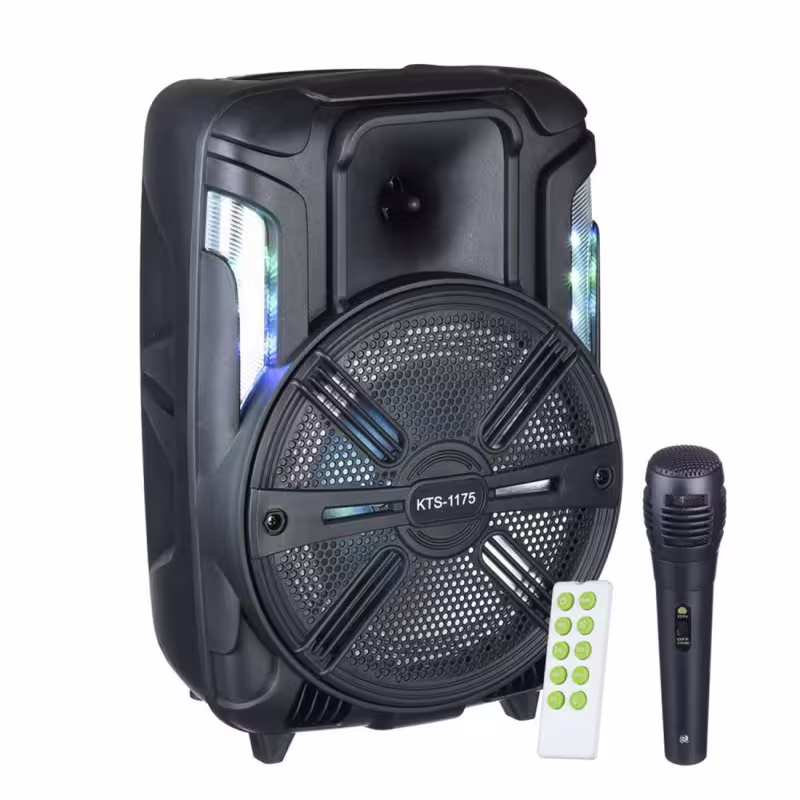 Караоке тонколона KTS-1175, 8", активна, вграден усилвател, 1 жичен микрофон, ДУ, 20W
