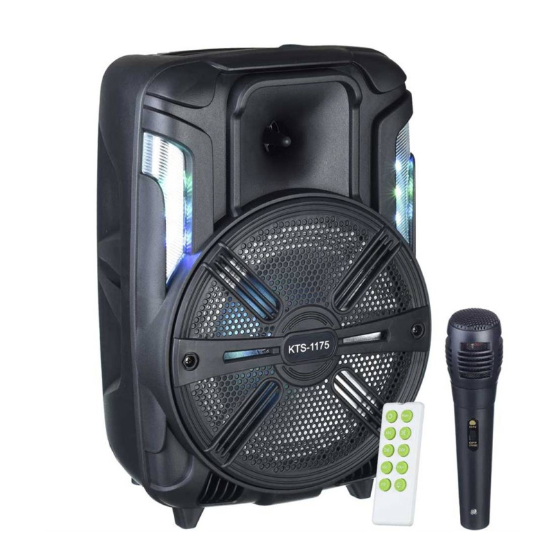 Караоке тонколона KTS-1175, 8", активна, вграден усилвател, 1 жичен микрофон, ДУ, 20W