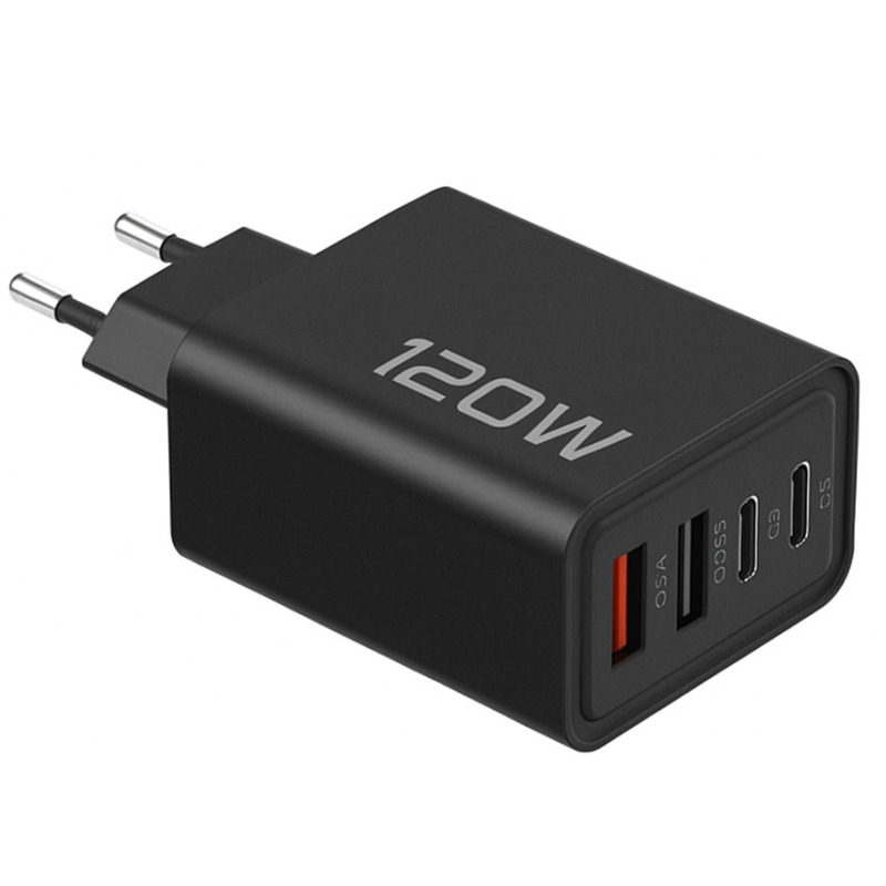 Мрежово зарядно PD002, бързо зареждане, 2xUSB, 2xType-c, от 5VDC до 12VDC, 120W