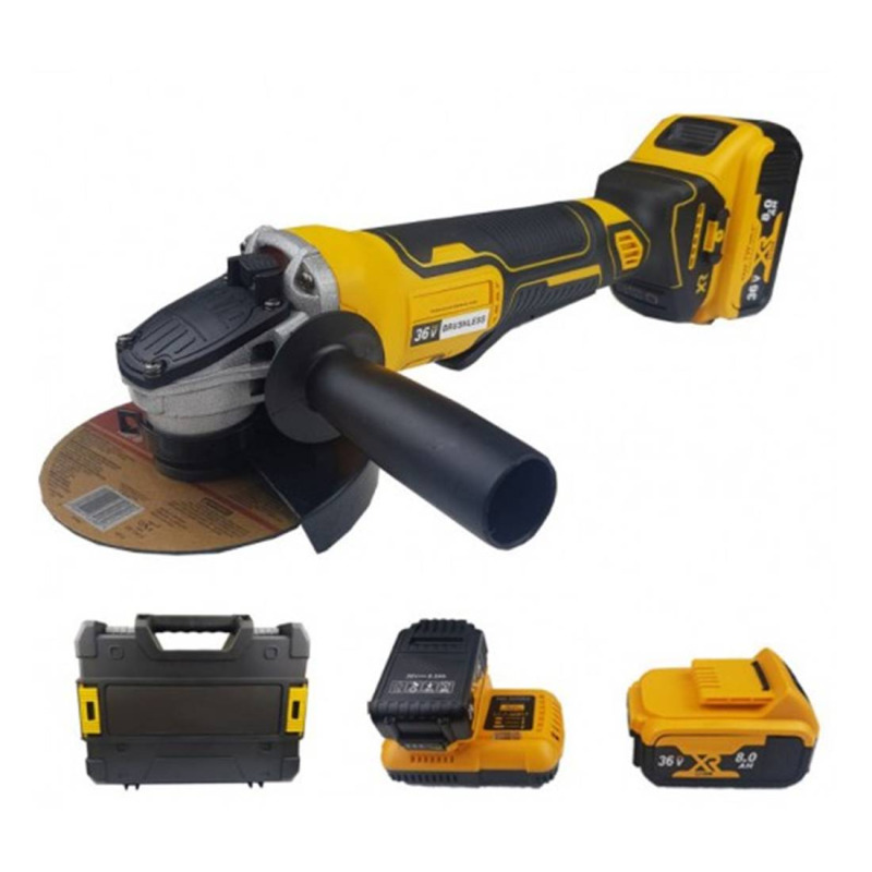 Ъглошлайф Kraft Royal, флекс, акумулаторен, жълт, 36VDC, 8Ah, 125mm, к-т