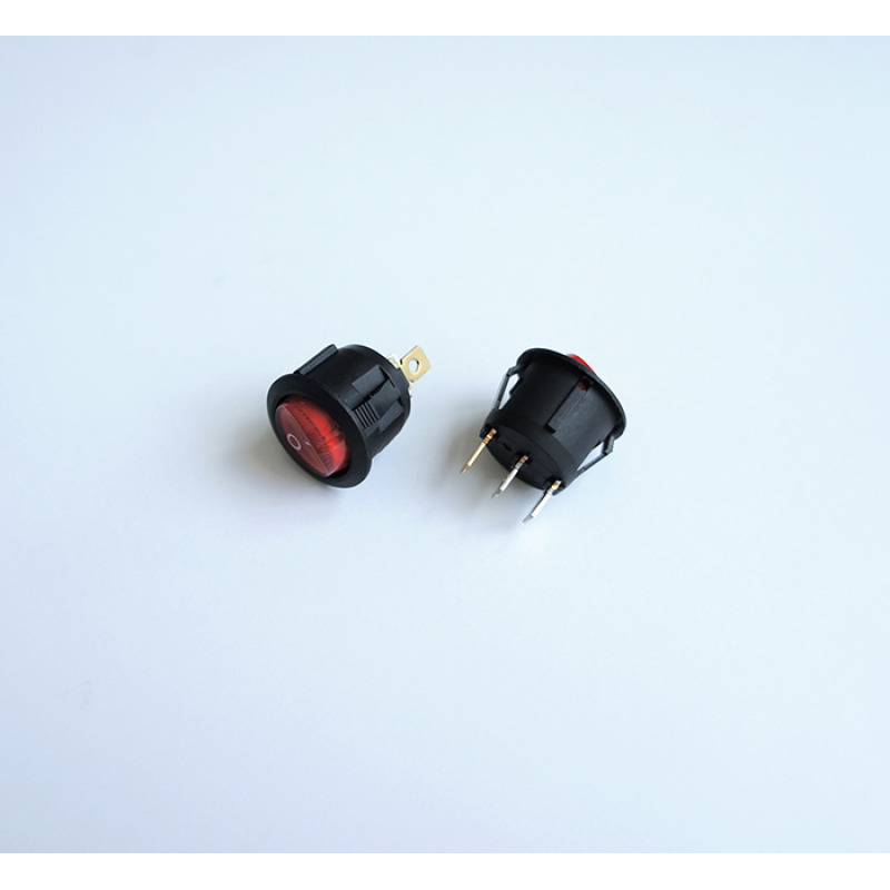 Ключ, 3pin, 2 положения, светещ, червен, 250V, 6A, Ф20mm
