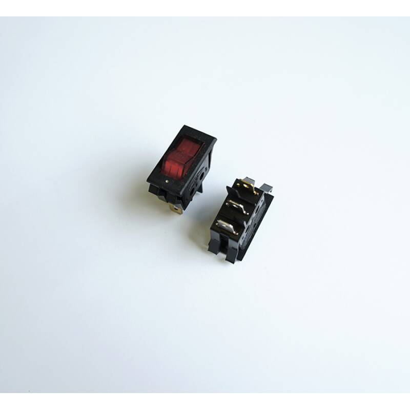Ключ, 3pin, 2 положения, светещ, червен, 250V, 10A, 19x13mm