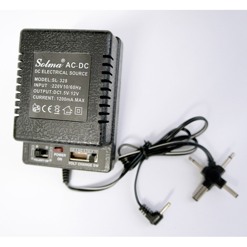 Мрежов адаптер SL-328, нестабилизиран, комбиниран, от 1,5VDC до 12VDC, 1A, 12W
