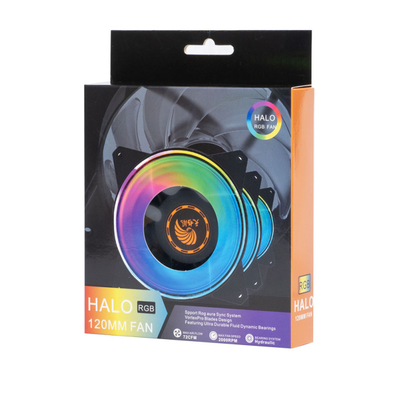 Вентилатор No brand, 120mm, LED, MOLEX, Черен - 63071