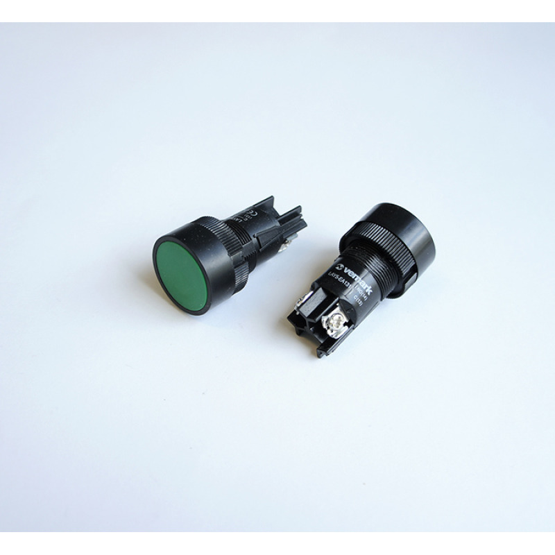 Бутон 2pin EA131 незадържащ НО зелен 250V 3A Ф22mm