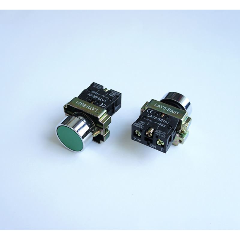 Бутон BA31 незадържащ НО зелен 250V 3A Ф22mm