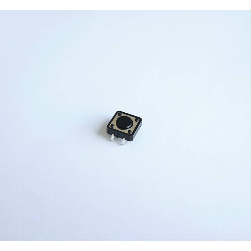 Малък бутон 4pin 12х12х4,3mm незадържащ НО черен 12V 0,05A H=1mm