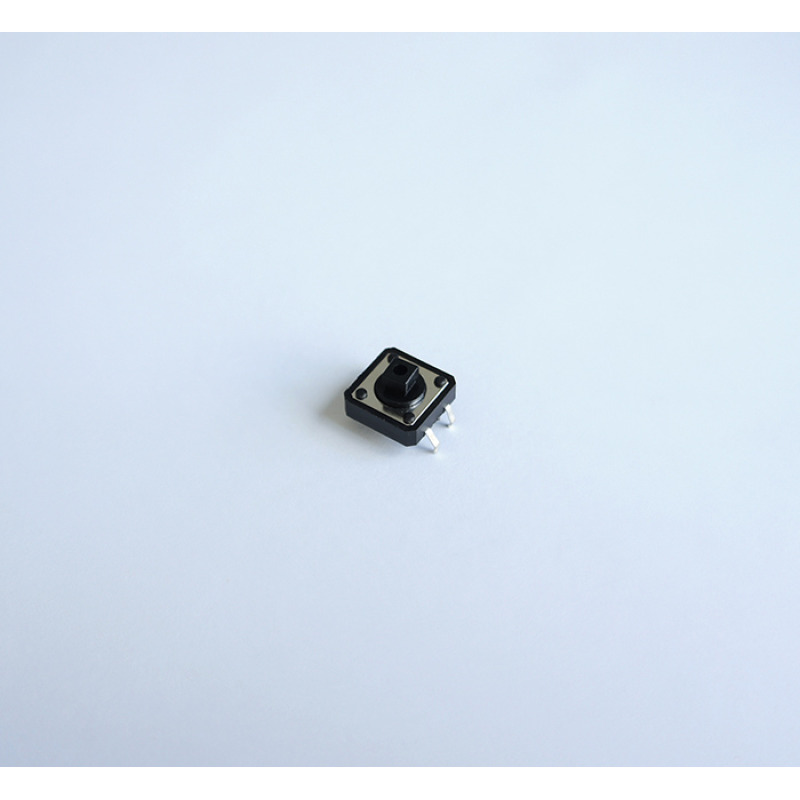 Малък бутон 4pin 12x12x7,3mm незадържащ НО черен 12V 0,05A H=4mm
