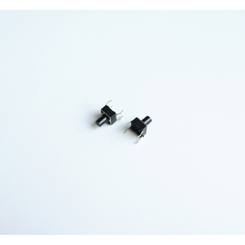 Малък бутон 4pin 6x6x8mm  незадържащ НО черен 12V 0,05A H=5mm