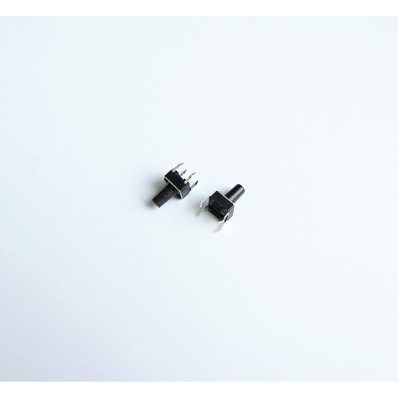 Малък бутон 4pin 6x6x9,5mm незадържащ НО черен 12V 0,05A H=6mm