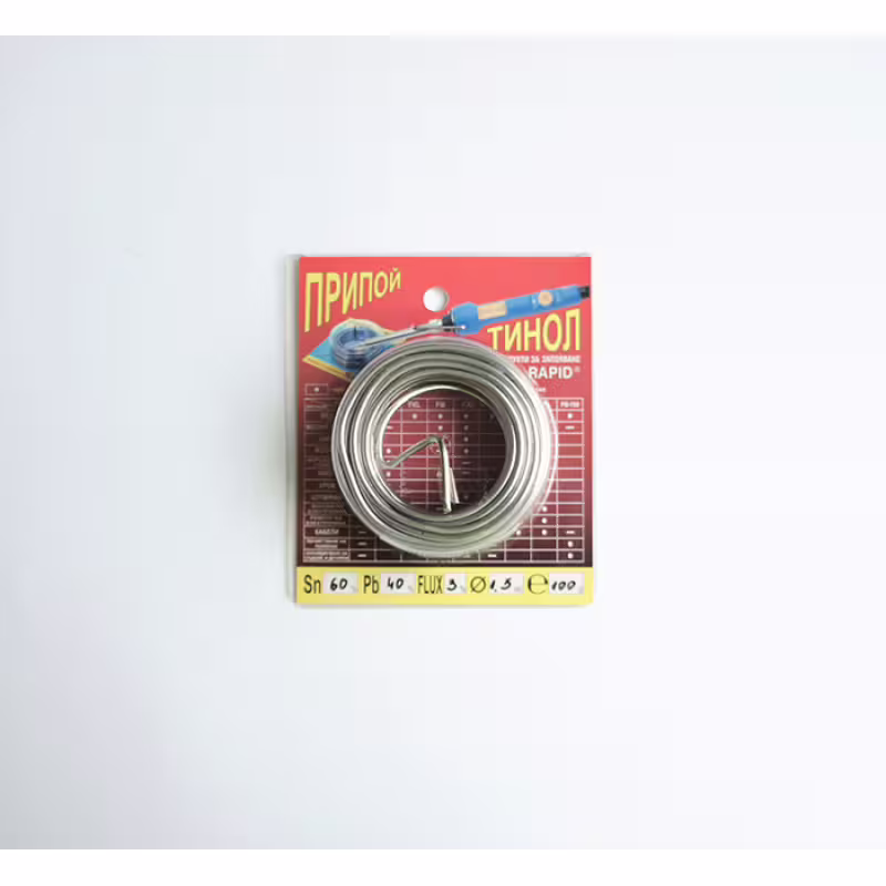 Български тинол RAPID за запояване Ф1,5mm 100g Sn60/Pb40