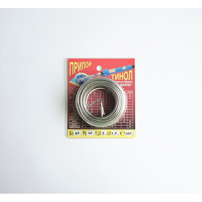 Български тинол RAPID за запояване Ф1,5mm 100g Sn60/Pb40