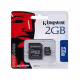 MicroSD карта памет клас 4 KINGSTON с адаптер 2GB