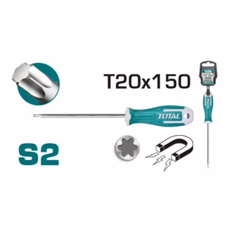 Отвертка торкс Total, намагнитен връх, T20x150mm