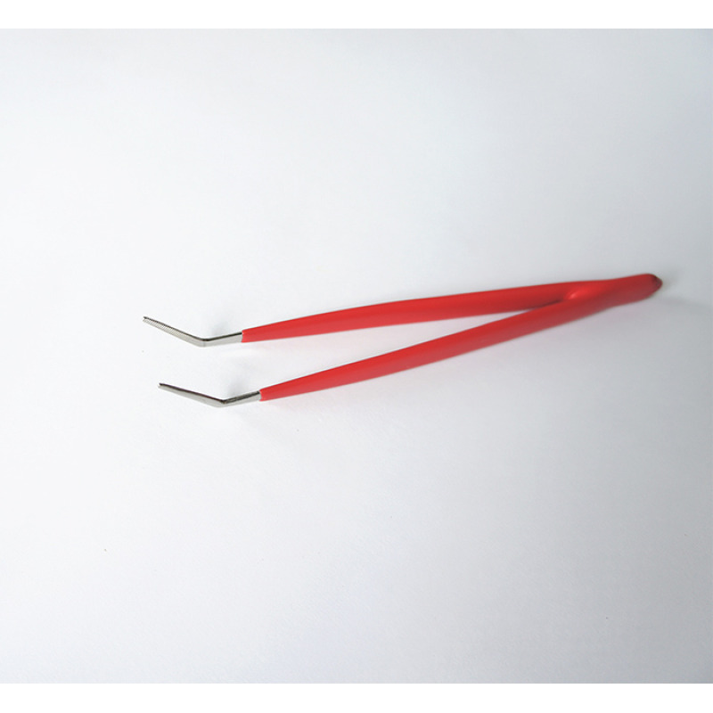Пинсета с изолация 908, крива, наребрени челюсти, 145mm