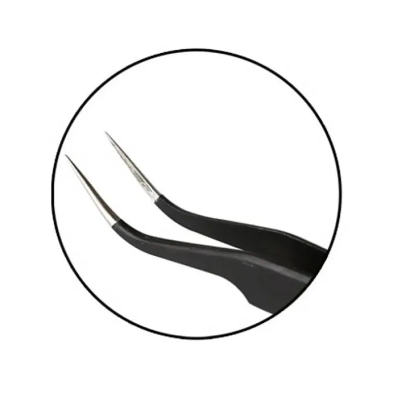 Пинсета антистатична ъглова с гладки челюсти 120mm