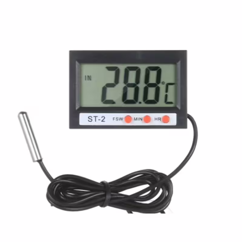 Термометър ST-2, сонда, вътрешна, външна температура, часовник, -50&deg;C до 70&deg;C, 1,2m
