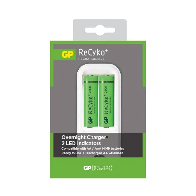 Мрежово зарядно Recyko, акумулаторни батерии, 2xAA, 2500mAh