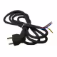 Захранващ кабел, черен, ъглов, щепсел "шуко", 3x1mm2, 2m, 220VAC, 16A