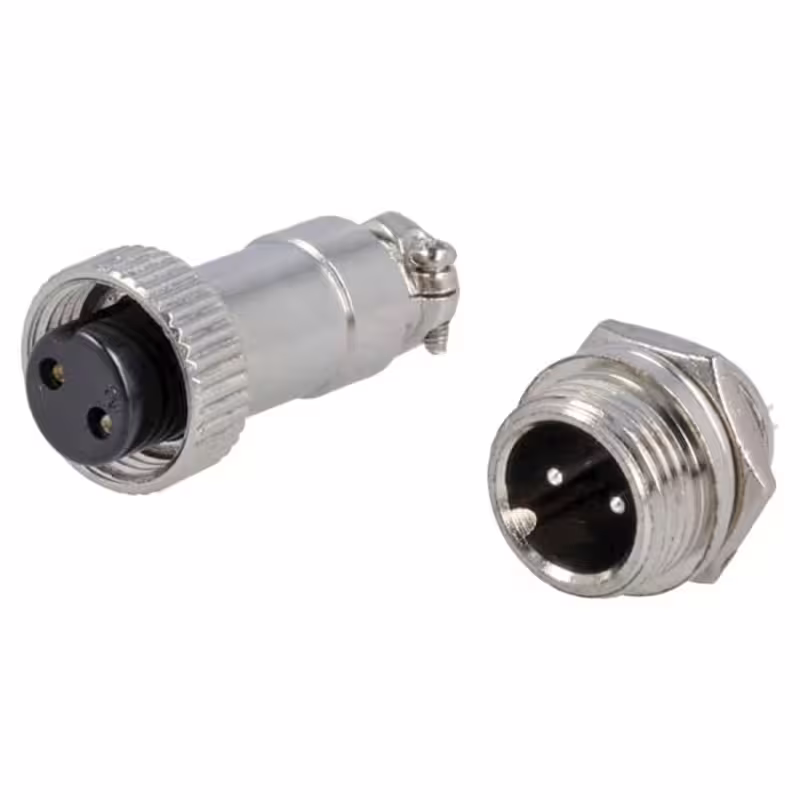 Букса GX16-2, комплект, метална, 2-ка, м+ж, 48VDC, 240VAC, M16x47mm