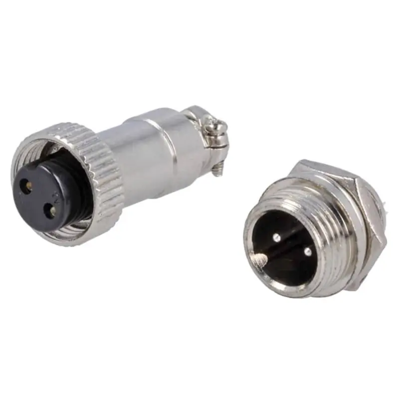 Букса GX16-2, комплект, метална, 2-ка, м+ж, 48VDC, 240VAC, M16x47mm