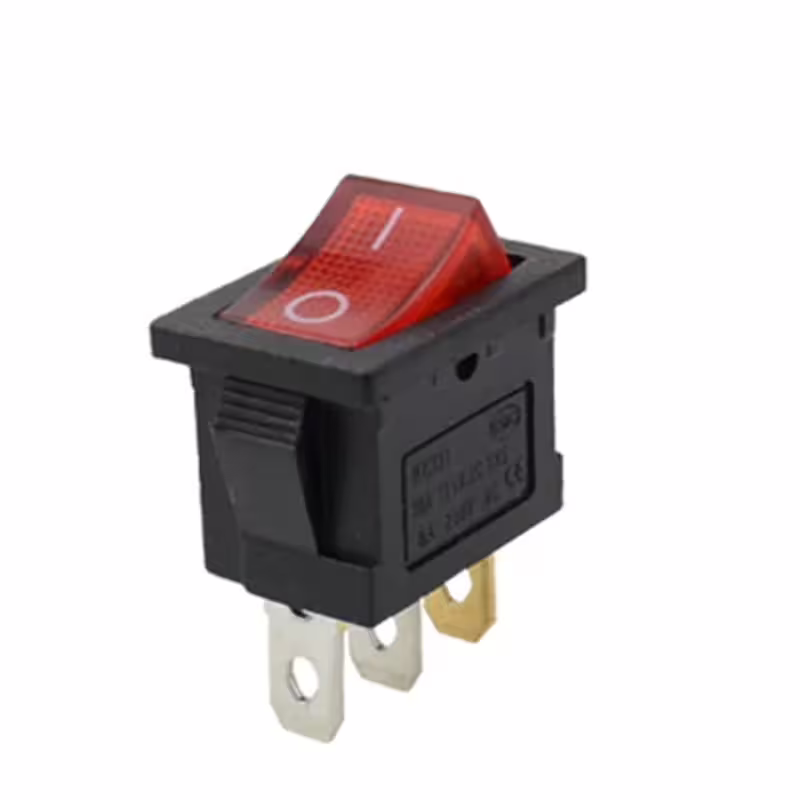 Ключ, 3pin, 2 положения, светещ, червен, 12VDC, 3A, 19x13mm