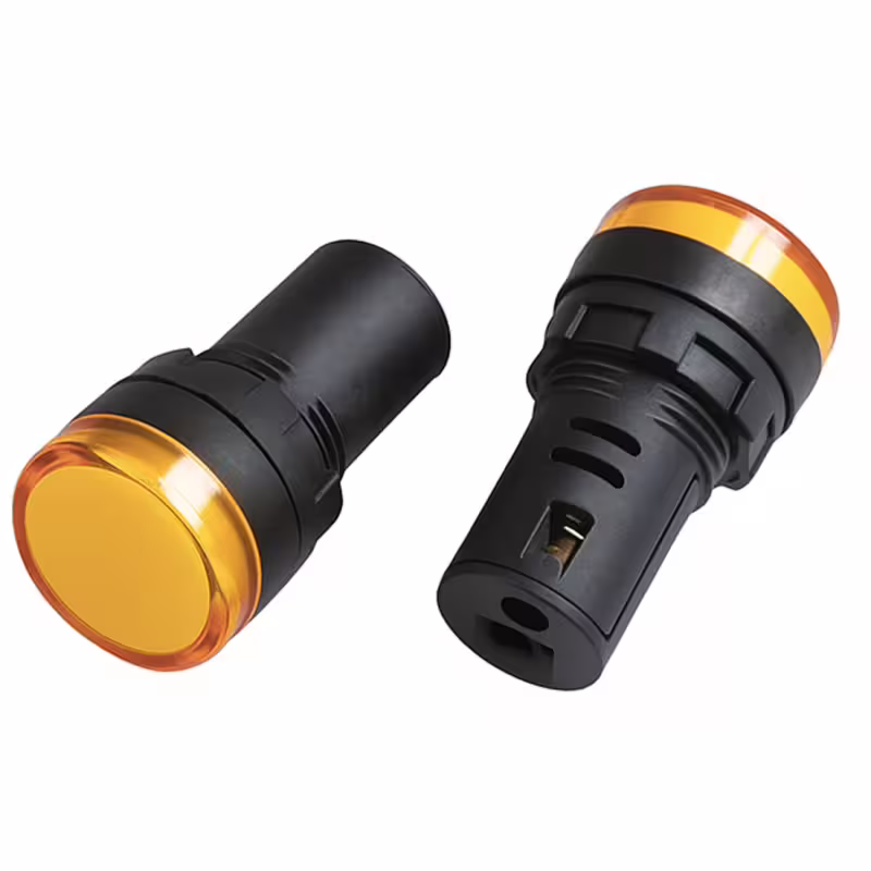 Индикаторна лампа AD16-22DS, 2pin, LED, жълта, 220VAC, 0,02A, Ф22mm