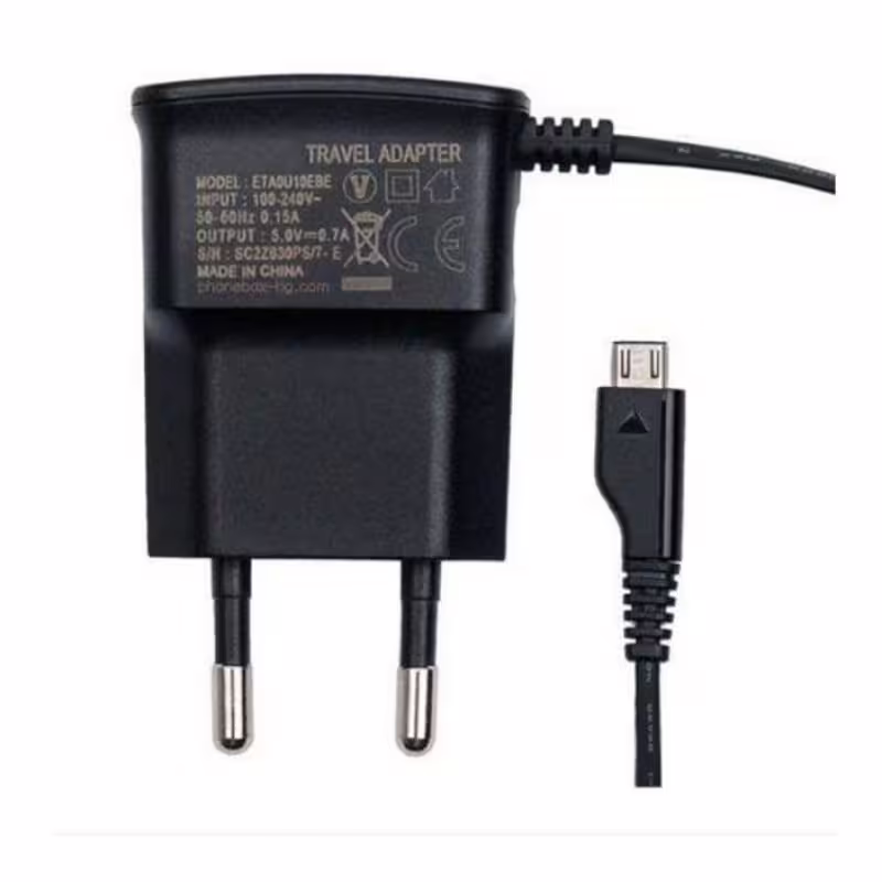 Комплект, мрежово зарядно за мобилен телефон, кабел MICRO USB, 5V, 1A