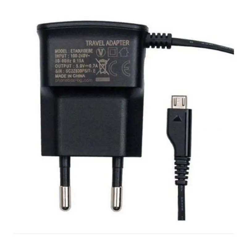Комплект, мрежово зарядно за мобилен телефон, кабел MICRO USB, 5V, 1A