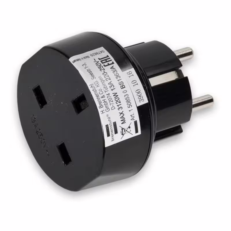 Преходник BS1363/A, за български контакт "шуко", от английски щепсел, 220VAC, 13A
