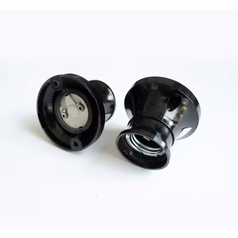  Българска фасунга за стена, права, черна, бакелитова, цокъл E27