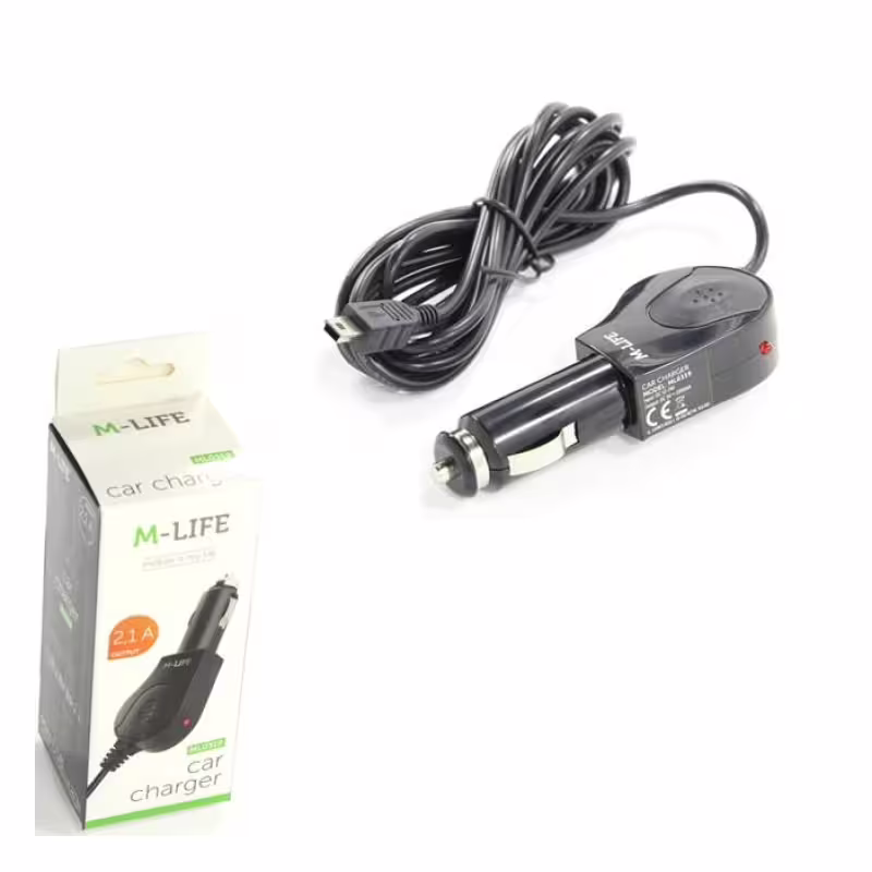 Автомобилно зарядно ML0319, таблет, навигация, кабел MINI USB, 5V, 2,1A