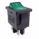 Ключ, 4pin, 2 положения, светещ, зелен, 250V, 6,5A, 19x13mm